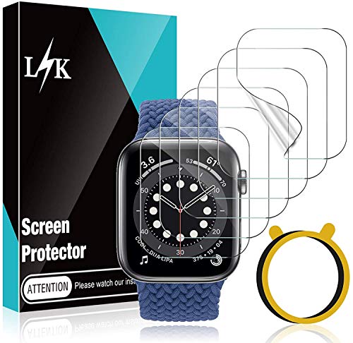 LϟK 6 Pack Protector de Pantalla para Apple Watch 40mm Series 4 5 6 SE - Sin Burbujas Cristal Vidrio Templado Premium Dureza 9H Funda Compatible Kit Fácil de Instalar