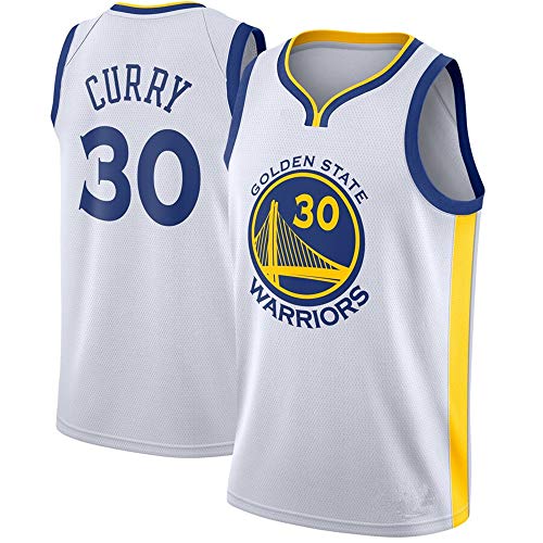 Los Hombres De Camiseta De La NBA Golden State Warriors Stephen Curry 30 Respirable Cómodo del Chaleco White-M