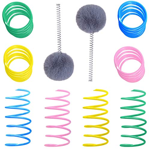 MA Keleily Muelles para Gatos Juguete, Juguete Gato Interactivo 12Pzs Muelles en Espiral de Bobina con 2Pzs de Bolas de Pompones Rascantes para Golpear, Morder, Cazar, Juego Activo, Color Aleatorio MA Keleily Muelles para Gatos Juguete, Juguete Gato Interactivo 12Pzs Muelles en Espiral de Bobina con 2Pzs de Bolas de Pompones Rascantes para Golpear, Morder, Cazar, Juego Activo, Color Aleatorio