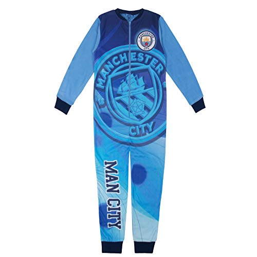 Manchester City FC - Pijama de una Pieza para niño - Forro Polar - Producto Oficial - 9-10 años