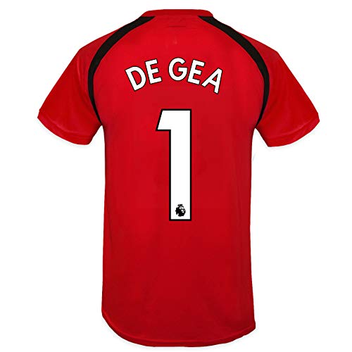 Manchester United FC - Camiseta Oficial de Entrenamiento - Para Niño - Poliéster - Rojo De GEA 1-8-9 Años