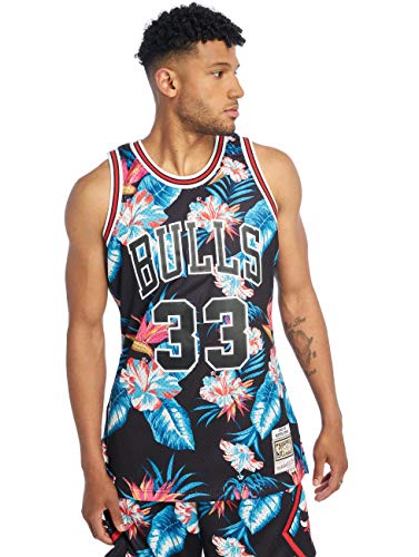 Mitchell & Ness NBA Chicago Bulls Swingman - Camiseta para hombre, Todo el año, Diseño de flores., Hombre, color carbón, tamaño L