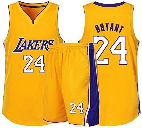 MMW Juego de uniforme de baloncesto Bryant Kobe NBA Lakers No. 24 Los Angeles Summer Fan Edition-Classic Basketball Swingman Jersey sin mangas Top y pantalones cortos, 4XL 180-185 cm