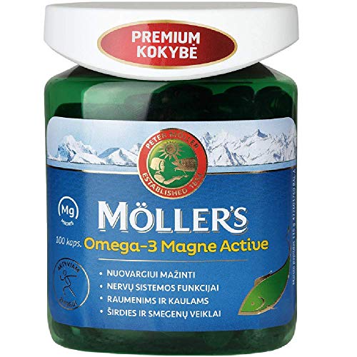 Moller's Omega-3 Magne Active 100 Capsules Premium Quality Fish Oil for Active People, Made in Norway