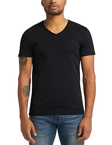 mustang Aaron V Basic Camiseta, Negro, L para Hombre