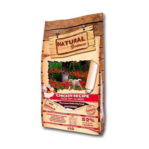 Natural Greatness Pienso seco para Perros. Receta de Pollo - Ultra Premium - Destete - Cachorro - Junior - Todas Las Razas – 800 g