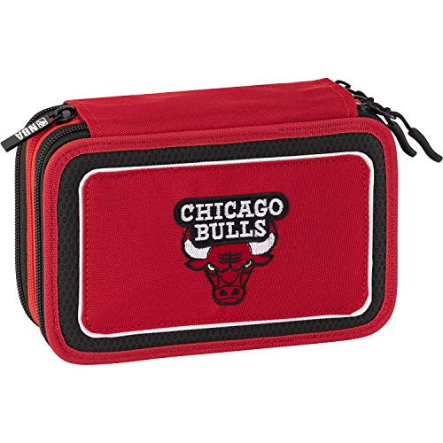 NBA Estuche con 3 cremalleras Chicago Bulls Rojo