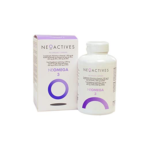 NeOmega 3 | Con excelentes niveles de los Omega 3 EPA (420 mg) y DHA (300 mg) | Mantenimiento visión y función cerebral y normal función del corazón | Complemento concentrado, solo 1 cápsula día