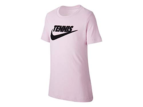 NIKE Court Dri-FIT Graphic Tennis Camiseta para niños Mayores (Pink Rise/Black, L)