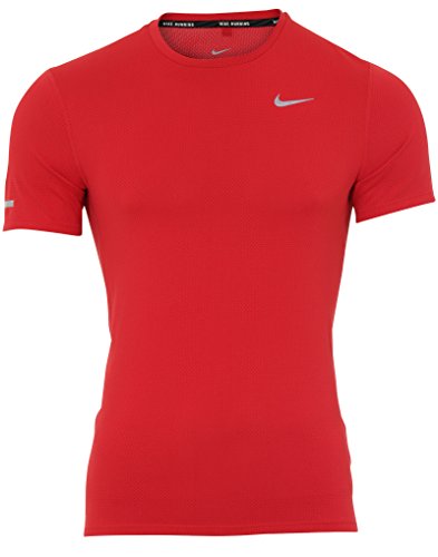 NIKE Dri-Fit Contour SS Camiseta de Manga Corta, Hombre, Rojo (University Rojo/Gym Rojo), XL