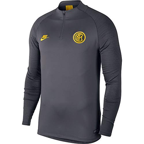 NIKE Dri-Fit Inter Milan Strike Camiseta de Manga Larga, Hombre, Dark Grey/Anthracite/Tour Yellow, 2XL