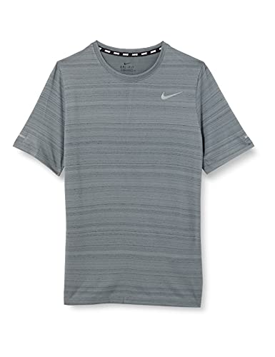 NIKE Dri Fit Miler, Camiseta Niños Unisex, Smoke Grey, L