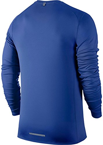 NIKE Dri-fit Miler Hombres Camisa de Manga Larga Azul Azul Talla:Mediano