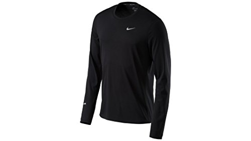 NIKE Langarmshirt Dri-Fit Contour Camiseta, Hombre, Negro-Negro y Plateado, XX-Large