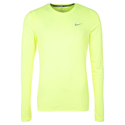 NIKE Long Sleeve Dri-Fit Miler Camiseta, Hombre, Amarillo-Yellow-Volt/Reflective Silv, XX-Large