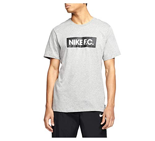 NIKE M Nk FC tee Essentials T-Shirt, Mens, Dark Grey Heather/Black, S