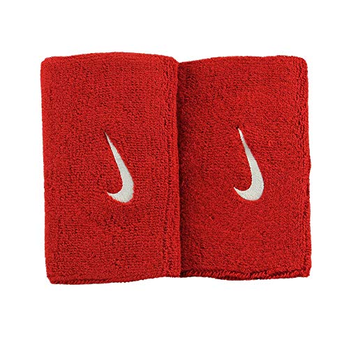 Nike Swoosh Doublewide Wristbands Muñequera, Hombre, Multicolor (Varsity Red / Blanco), Única