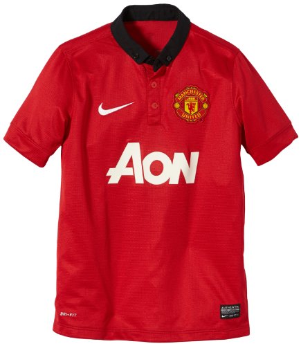 NIKE Trikot Manchester United Home Replica Camiseta, Niños, Diablo Red/Black/Football White, XS