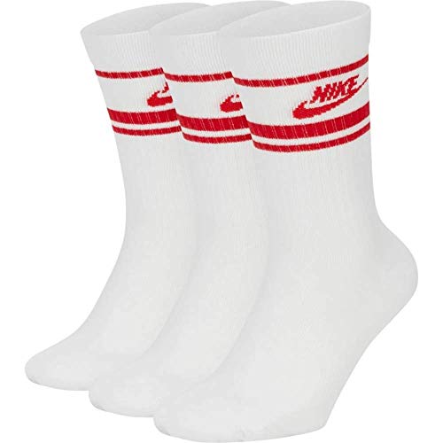 NIKE U Nk Crew Nsw Essential Stripe Socks, Unisex adulto, white/university red/(university red), M