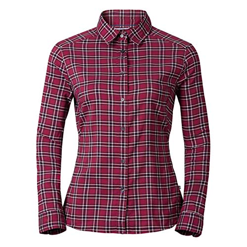 Odlo Blous L/S Burnaby Camisas LG.Pulsera Da, otoño/Invierno, Mujer, Color Sangria - Zinfandel Check, tamaño S