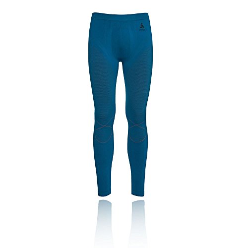 Odlo Hombre Evolution Warm Pants Pantalones de Deporte Not Applicable, Multicolor (Mykonos Blue/Orangeade 20364), 40 (Talla del Fabricante: Small)