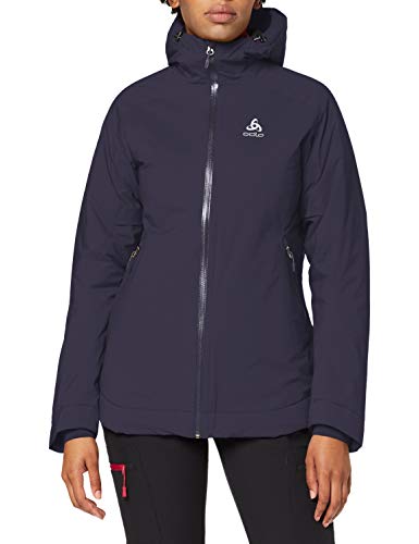 Odlo Jacket Insulated Flow Cocoon ZW Waterproof Chaqueta para lluvia, gris oscuro, small para Mujer