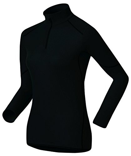 Odlo L/S Turtle Neck 1/2 Zip Camiseta Térmica, Mujer, Negro, XL