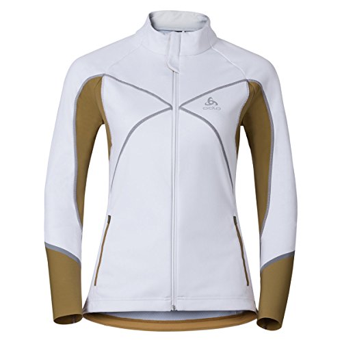 Odlo Nagano X Windstopper Jacket Chaqueta Deportiva, Multicolor (White/Dull Gold 10361), 32 (Talla del Fabricante: Large) para Mujer