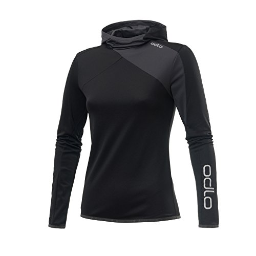 Odlo Pullover Hoody Midlayer Cima Tosa - Camiseta térmica para mujer, color negro, talla XS