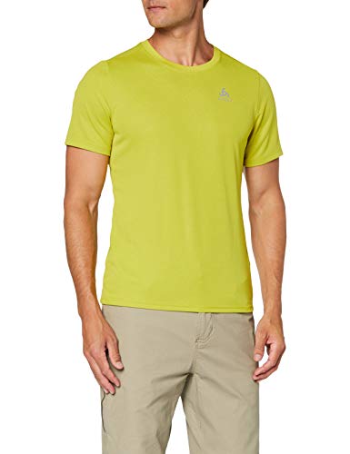 Odlo T-Shirt s/s Crew Neck F-Dry Camiseta, Hombre, Citronelle, Medium