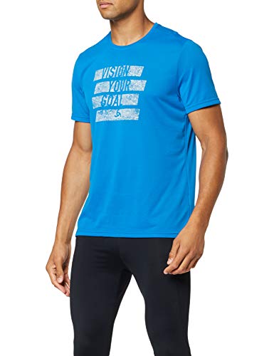 Odlo T-Shirt S/S Crew Neck Millennium Element Camiseta, Hombre, Directoire Blue - Placed Print FW19, L
