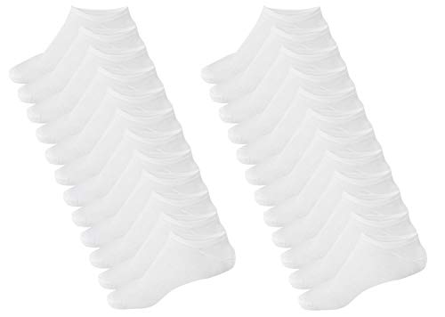 Oemen Calcetines Cortos (12 Pares) de Algodon Unisex (X12 Blanco 40-46)