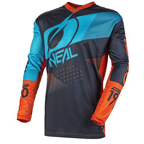 O'Neal Element Factor Jersey Moto Cross MTB MX DH Mountain Bike Trikot Langarm Shirt Leicht Offroad, E001, Farbe Grau Orange, Größe XL