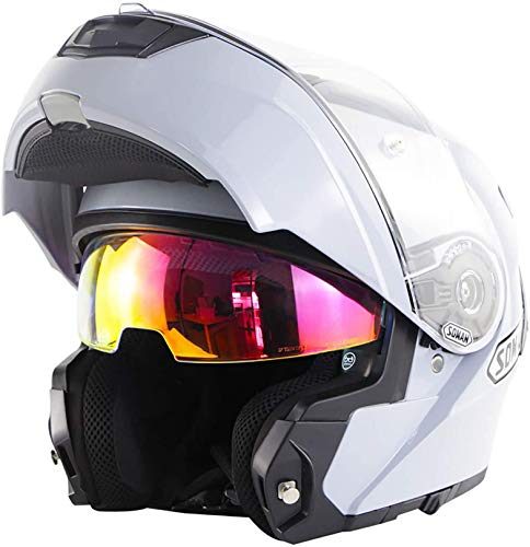 QDY Integrated Modular Flip up Full Face Motorcycle Helmet Dot Certified with Sun Visor Motorcycle Helmets Modular Helmets Flip-up Helmets Offroad Helmets for Adults Men and Women G,XL=59~60cm