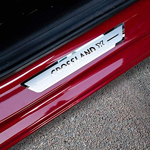 QHYX-bee 4pcs Acero Inoxidable Door Sill Kick Plates,ara Seat Opel Crossland X 2017-2020 Protector Sticker, Antideslizante Antiarañazos, Placa Bienvenida DecoracióN Accesorios