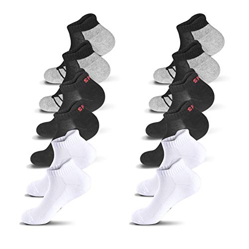 QINCAO Calcetines Tobilleros Hombre y Mujer 6 Pares Calcetín Deporte de Algodón Anti-ampollas Acolchados Calcetines Cortos (2 Negro + 2 Blanco + 2 Gris) 43-46 QINCAO Calcetines Tobilleros Hombre y Mujer 6 Pares Calcetín Deporte de Algodón Anti-ampollas Acolchados Calcetines Cortos (2 Negro + 2 Blanco + 2 Gris) 43-46