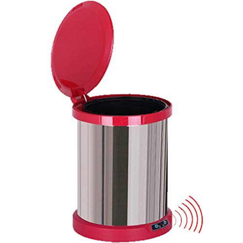 QTDS Smart Bote de Basura Cocina salón Pedal Gratuito Mute Creativo con Tapa electrónica hogar (Color : Red, Size : 9L)