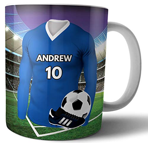 Regalo personalizado – Camiseta de fútbol – Taza de café – Cumpleaños – Navidad – relleno de medias – Santa secreta – cualquier equipo de colores (Everton)