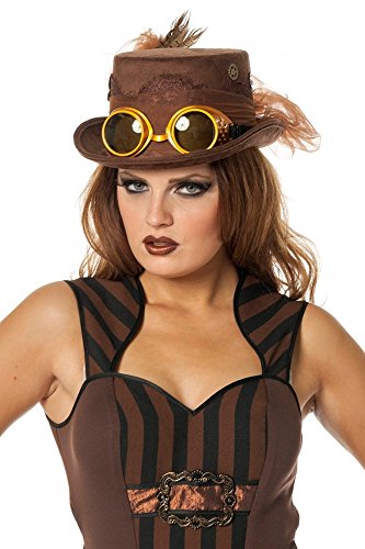 Shoperama Steampunk Burning Man - Gafas de sol para mujer, con muelles y ruedas dentadas marrón M/L