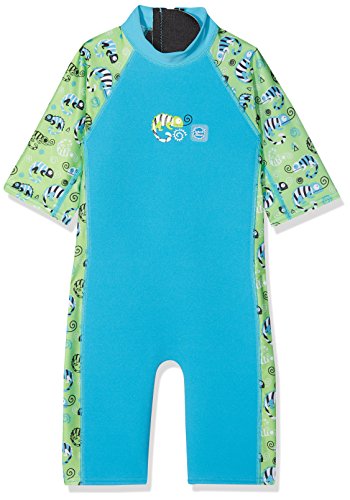 Splash About Traje de Neopreno Unisex para niños con Sol y mar, Unisex niños, Traje de Neopreno UV Sol y mar, UVCGG2, Gecko Verde, 2-4 años