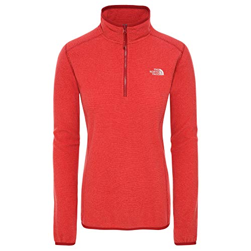 The North Face 100 Glacier 1/4 Zip, Forro Polar para Mujer, Mujer, 2UAV, Rosso (Cardinal Red/Ju), S