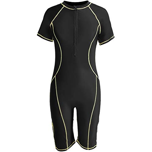 Traje de Buceo de Una Pieza de Manga Corta para Mujer,Traje de Neopreno de Snorkel Negro Traje de Baño de Secado Rápido Traje de Surf Cortos Húmedo para Mujeres(M)