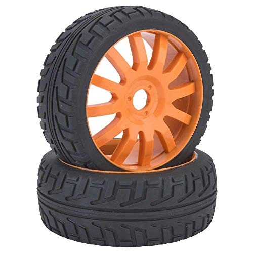 VGEBY1 2 Piezas de Llantas, neumáticos de Goma para bujes de Ruedas de Autos de Carreras para 1/8 en Carretera RC(Naranja)
