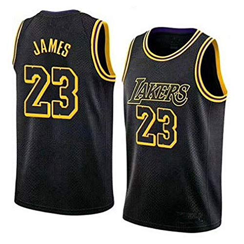 WANLN Lebron James #23 Camiseta de Baloncesto para Hombres - NBA Lakers Camiseta de Jugador de Básquetbol Bordado Transpirable y Resistente al Desgaste Camiseta de Fan de Hombres,Negro,S