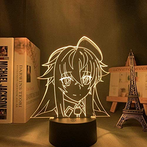 WENJZJ Anime High School DXD 3D lámpara Rias Gremory LED Luz para la decoración del hogar Regalo de cumpleaños Manga Noche 16 Color