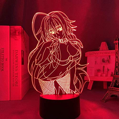 WENJZJ Lámpara de Anime 3D LED High School DXD RIAS Gremory para NIÑOS Dormitorio Decoración Noche Luz Brithday Room 16 Color