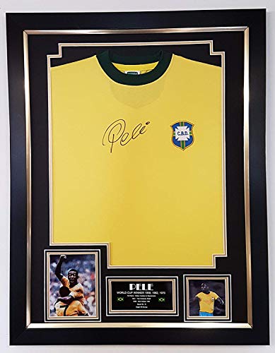 WWW.SIGNEDMEMORABILIASHOP.CO.UK Camiseta firmada por Pele Brasil con autógrafo