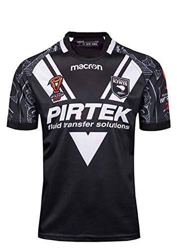 XinYunLD 2018 Nueva Zelanda Kiwi Rugby Jersey, Copa del Mundo Jersey de algodón Camiseta gráfica de la Competencia de los Hombres Camiseta de fútbol Jersey de fútbol Rugby Manera Corte Pro Jersey