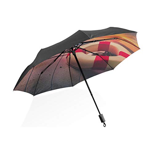 XL Tote Umbrella Life Saver en un Muelle en la Playa en un día Soleado Paraguas Plegable portátil Compacto Protección Anti UV Protección a Prueba de Viento Viajes al Aire Libre Mujeres Tote Travel Um