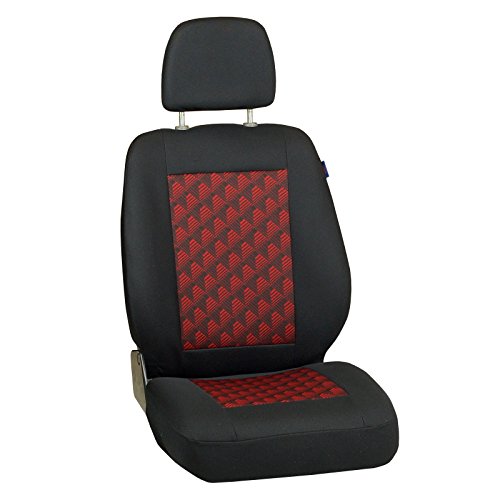 Zakschneider Fundas De Asiento para Nissan Vanette - Funda Delantera Sillón del Conductor - Color Premium Negro con Efecto 3D Rojo